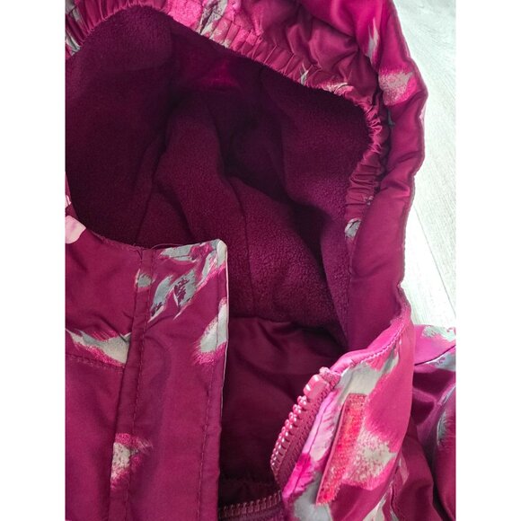 The Children's Place Floral Hooded Winter Jacket Burgundy Pink Roses XXL 16 - Picture 8 of 8